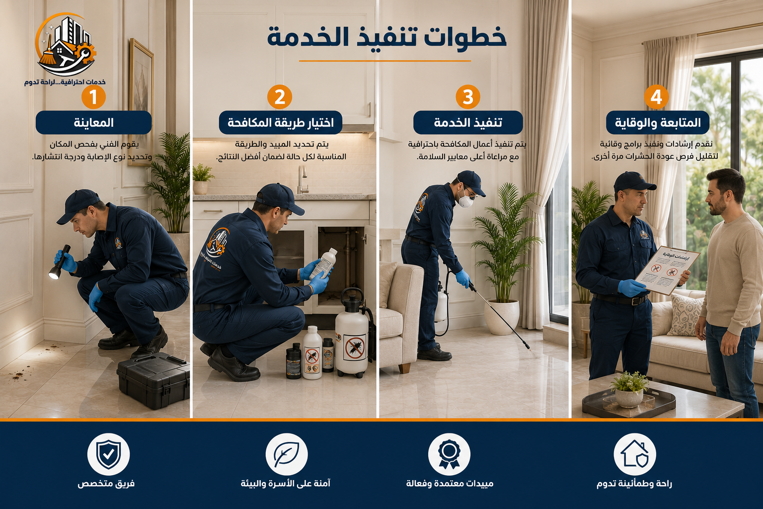 خطوات تنفيذ خدمة مكافحة الحشرات